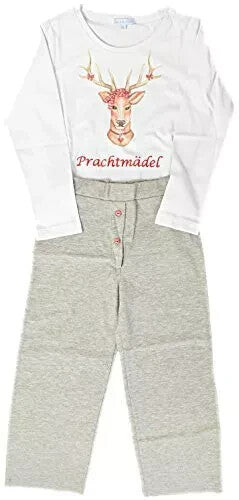 Louis & Louisa Kinder Pyjama - Schlafanzug Prachtmädel weiß/grau (104)