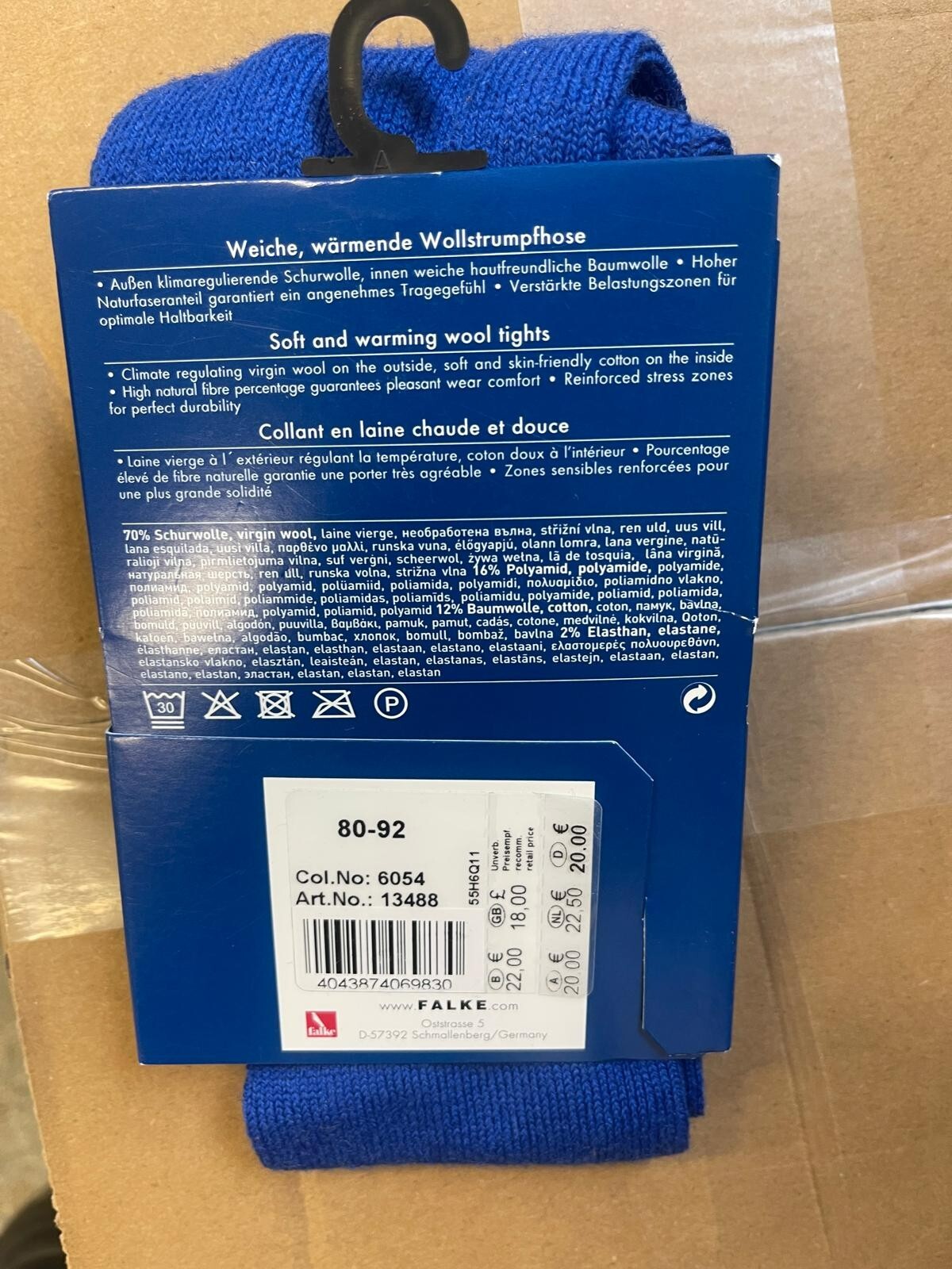 Comfort Wool Kinder Strumpfhose 80-92 Wein Blau