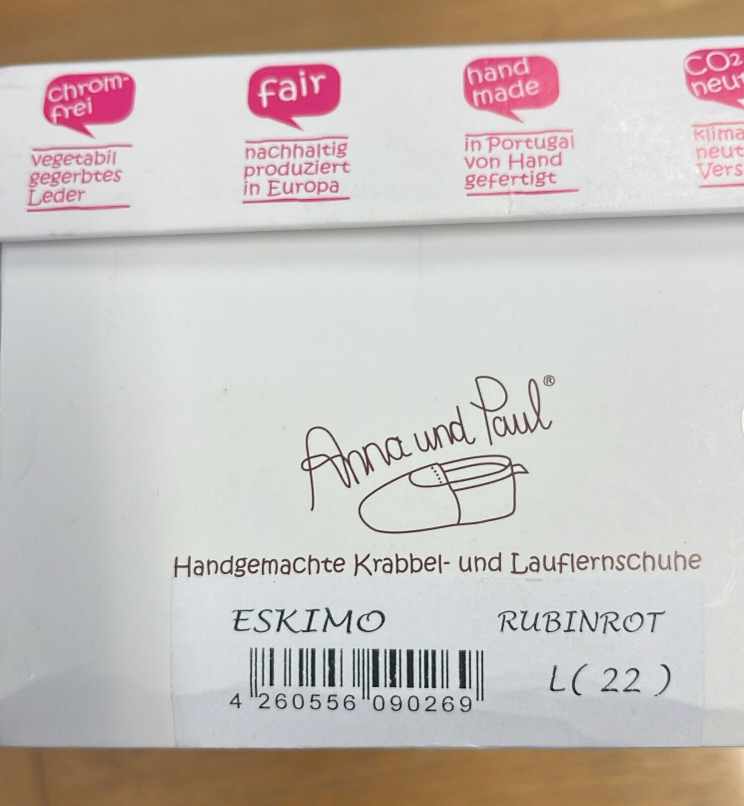 Anna und Paul Eskimo Rubinrot L 22 gefüttert Gummisohle Leder Lammfell