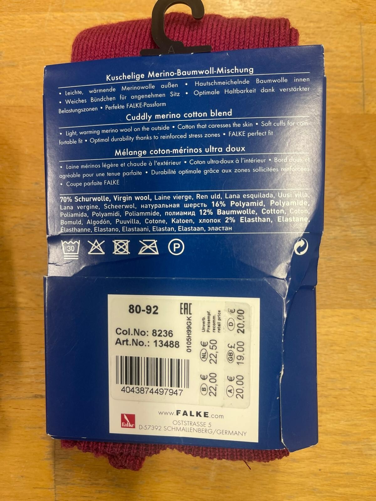 Comfort Wool Kinder Strumpfhose 80-92 Wein Rot