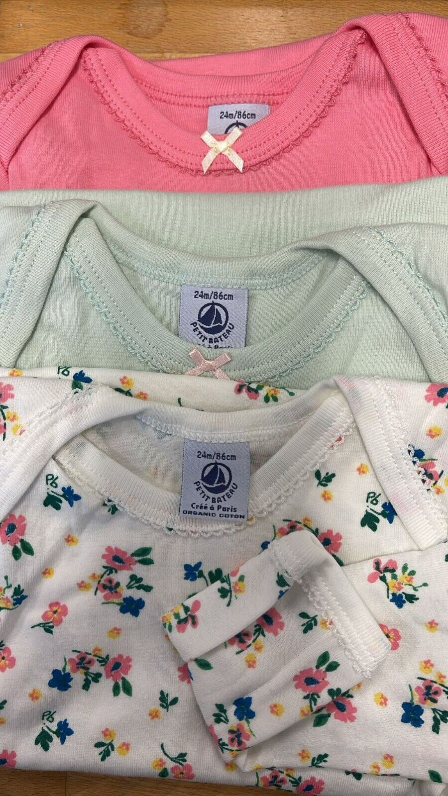 3er Set Petit Bateau Langärmelige T-Shirts, für Mädchen Kinder 86 cm