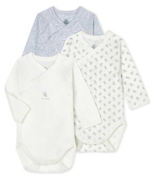 Petit Bateau - Langarm Bodys 3er Set - Baumwolle - Neugeboren 46 cm Neu OVP