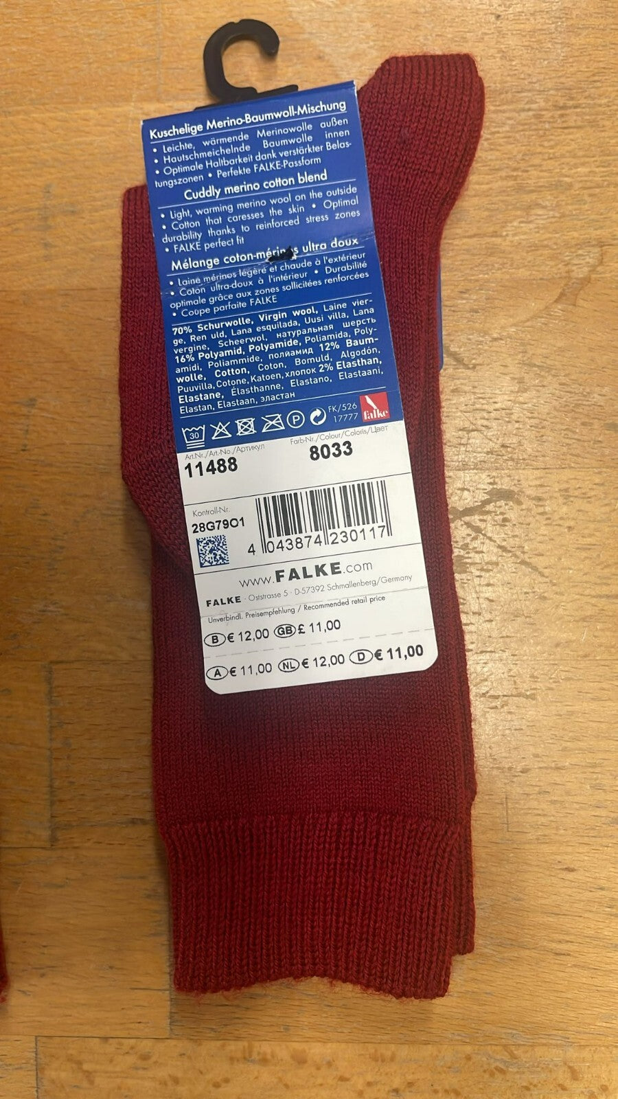Falke Comfort Wool Kinder Knie Strümpfe Socken 19-22 Wollsocken Wein Rot