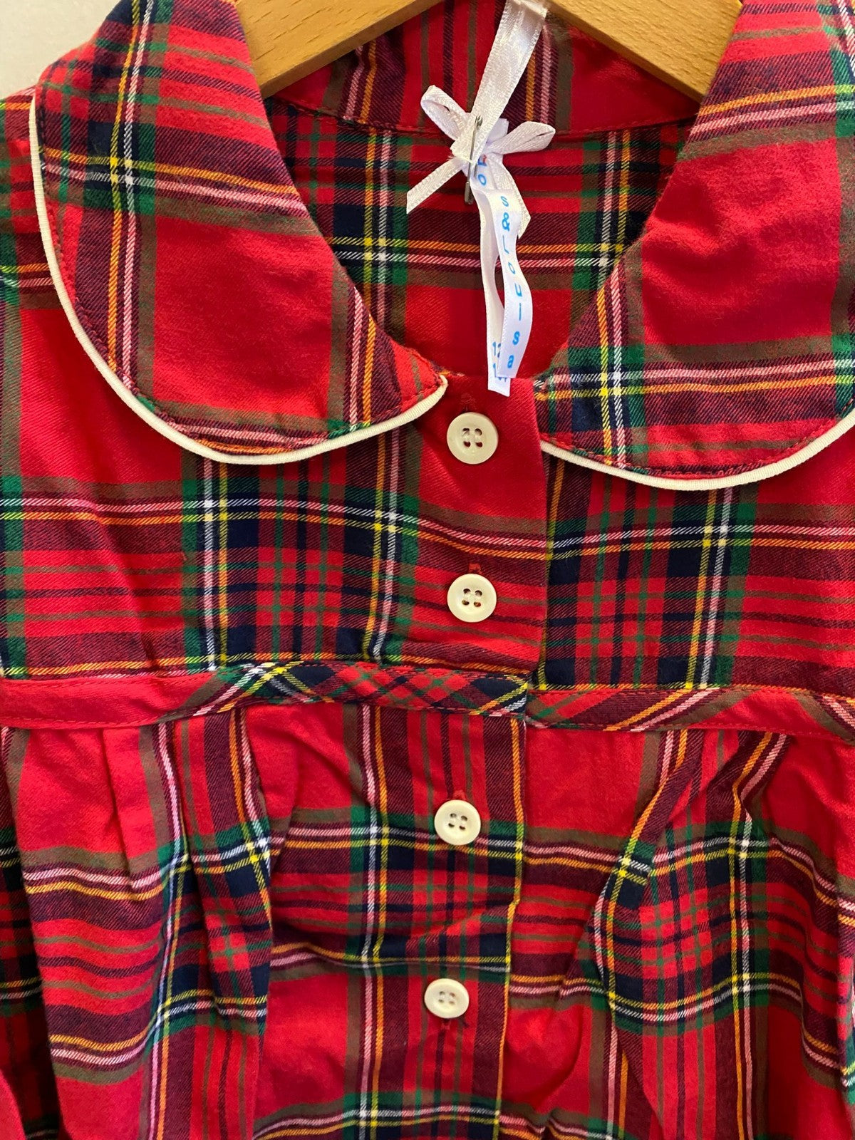 Louis & Luisa Mädchen Pyjama rot kariert 100 % Baumwolle, Gr 92/98 NEU