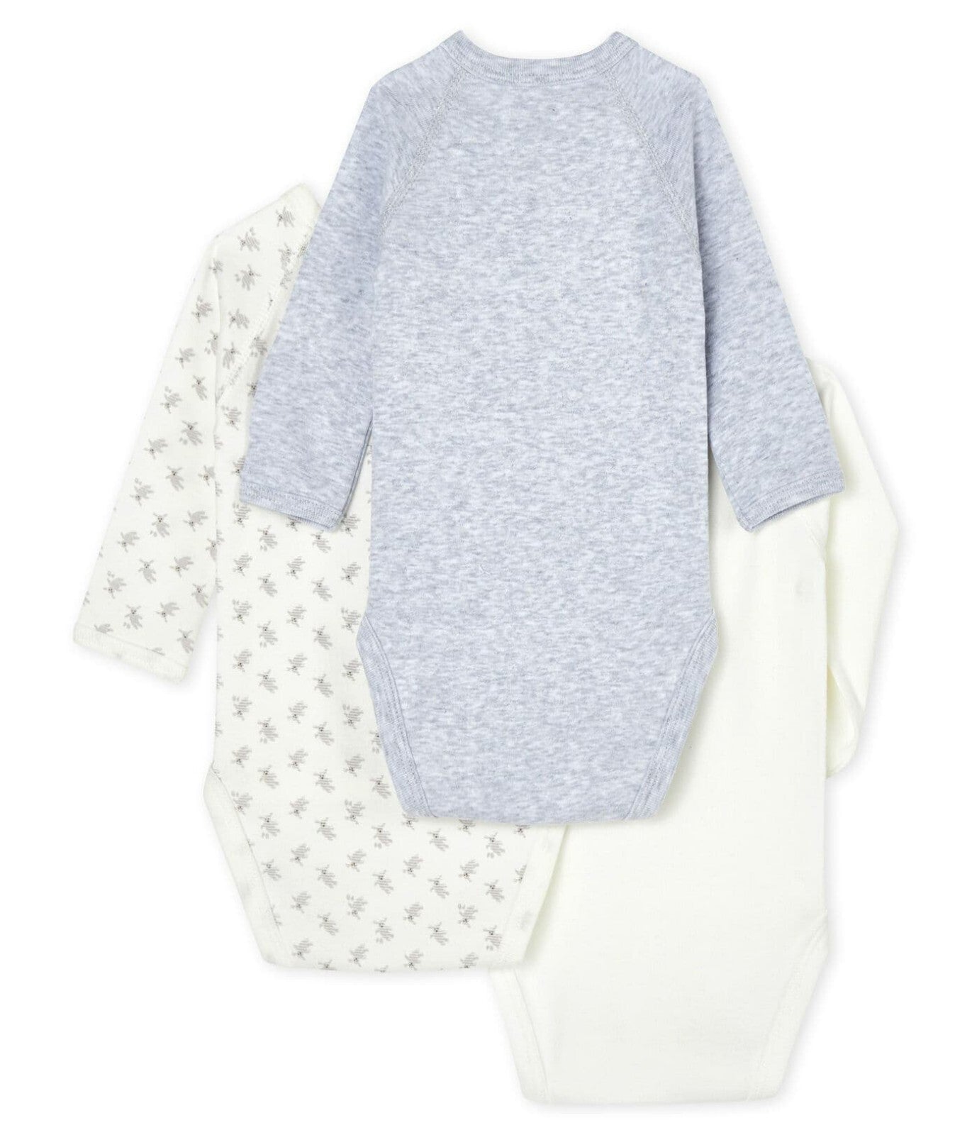 Petit Bateau - Langarm Bodys 3er Set - Baumwolle - Neugeboren 46 cm Neu OVP