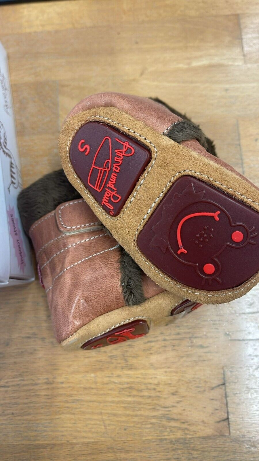 Anna und Paul Eskimo Boot gefüttert Gummisohle Leder Lammfell 18-19 Braun