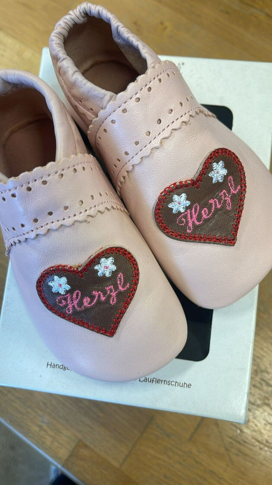 Anna und Paul Krabbelschuhe Aus Leder - Herzl Rosa L 22