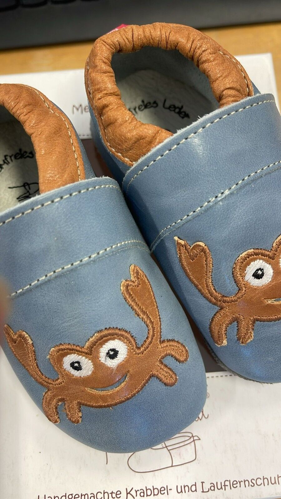 Anna und Paul Krabbelschuhe Aus Leder - Krabbe 1273 Hellblau - S 18-19 Neu