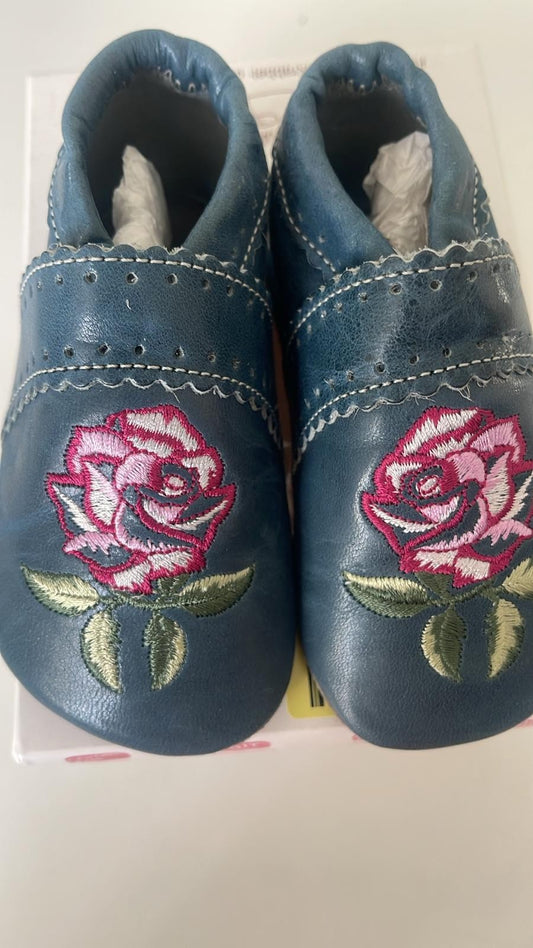 Anna und Paul Lauflernschuh - Krabbelschuh Aus Leder Rose Jeans M 20-21