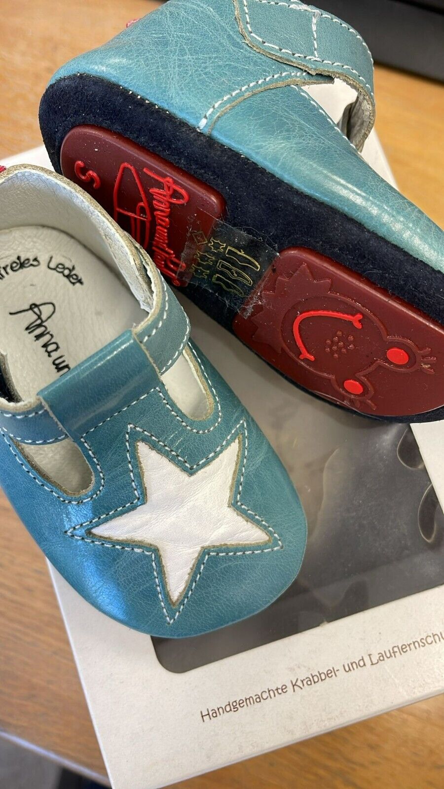 Anna und Paul Sandale Lauflernschuh Aus Leder Starshine Himmelblau S 18-19