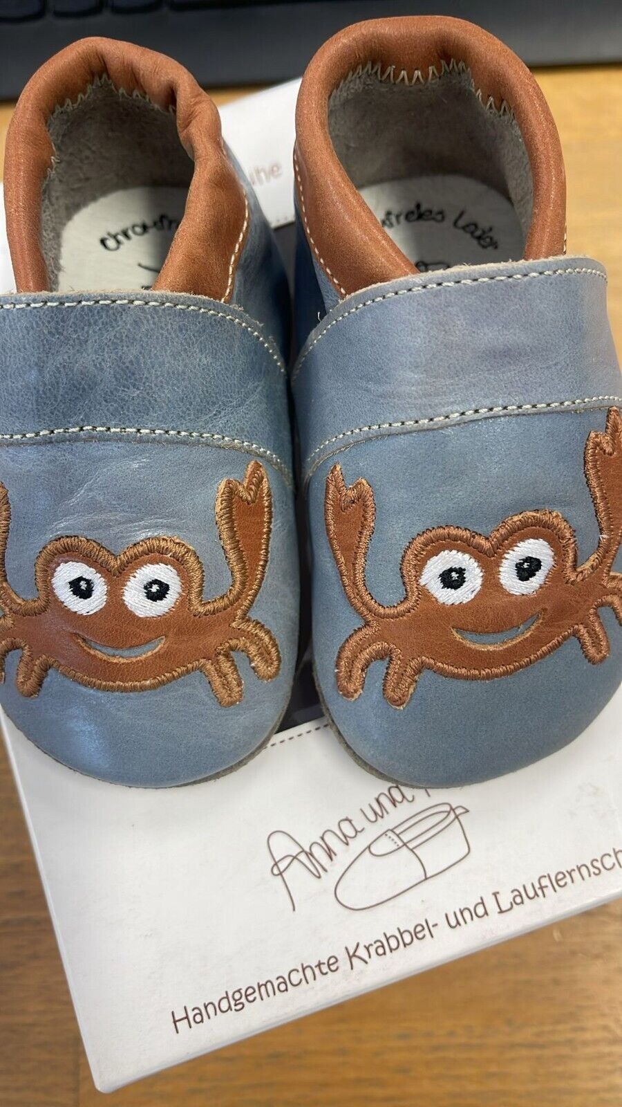 Anna und Paul Krabbelschuhe Aus Leder - Krabbe 1273 Hellblau - S 18-19 Neu