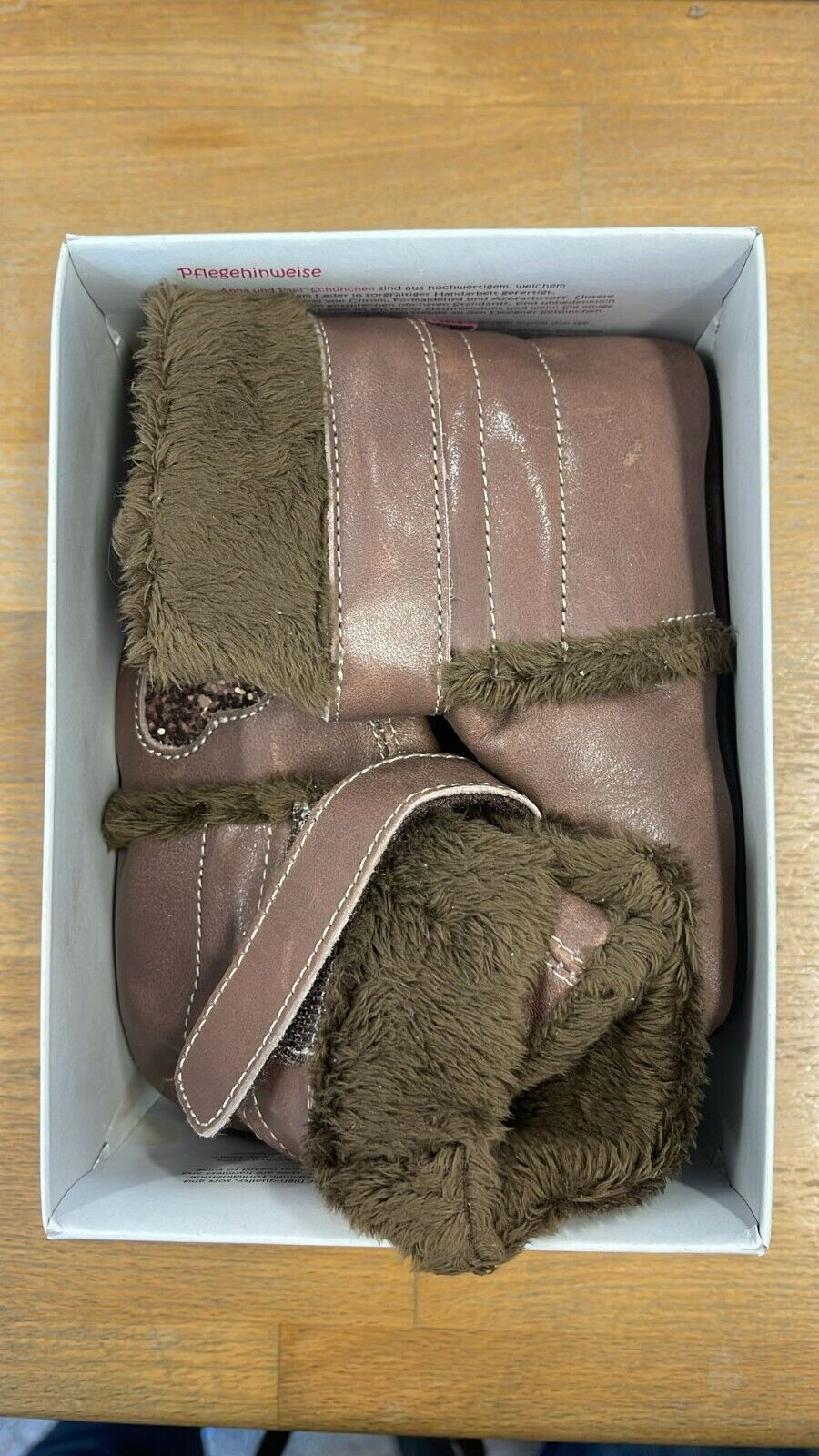 Anna und Paul Eskimo Boot gefüttert Gummisohle Leder Lammfell 22 Braun Herz