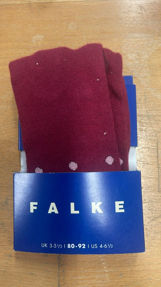 Süße FALKE Mädchen Strumpfhose – Größe 80-92 – Rot mit Glitzer Dots