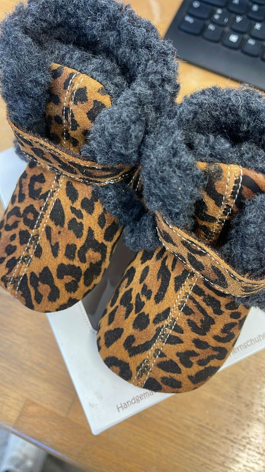 Anna und Paul Eskimo Boot gefüttert Gummisohle Leder Lammfell 22 Leopard