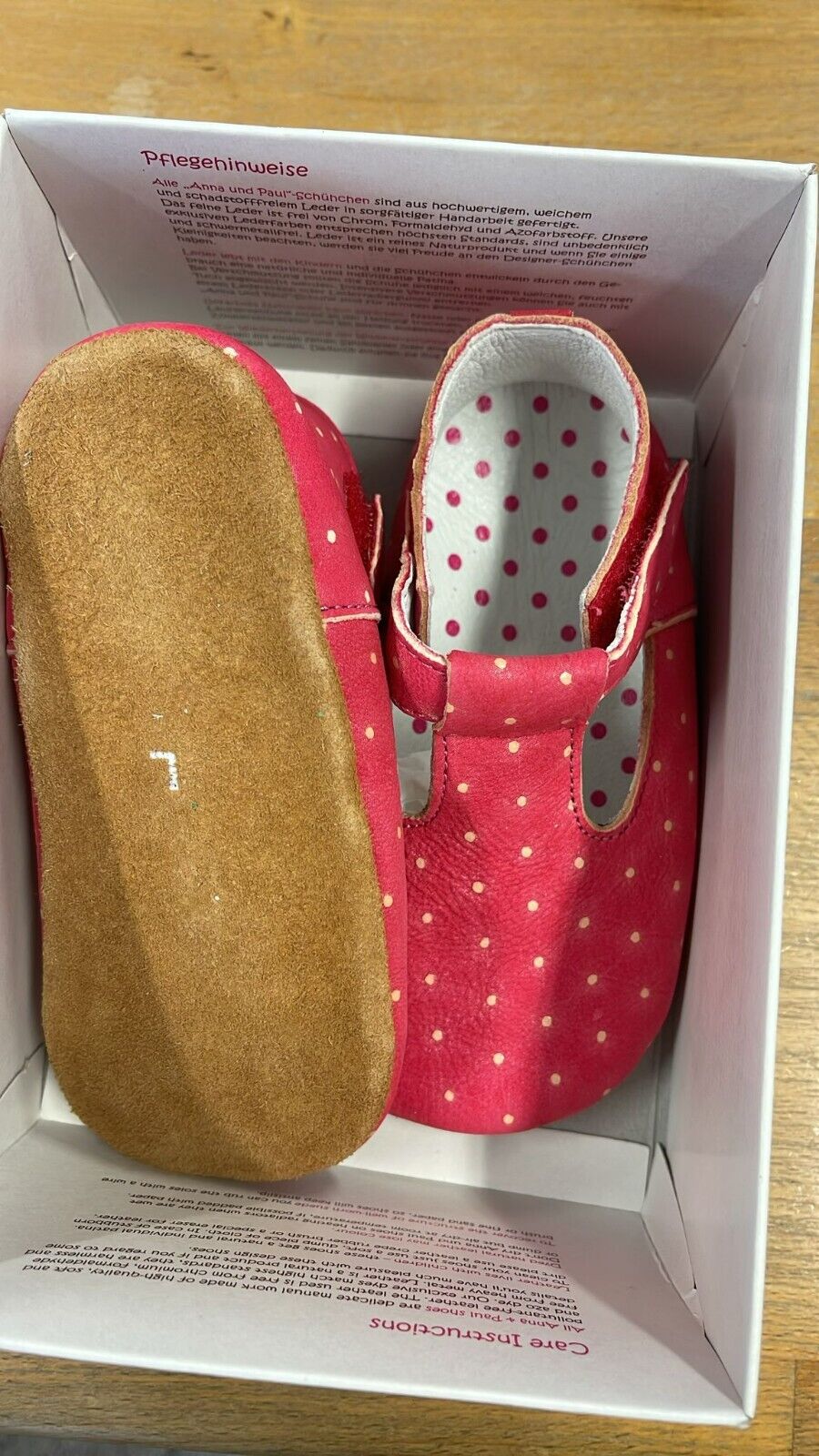 Anna und Paul Krabbelschuhe Aus Leder - Pünktchen Pink  L 22