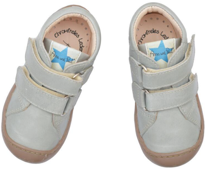 Anna und Paul handgemachte Outdoorschuhe Klettverschluss David 25 hellgrau