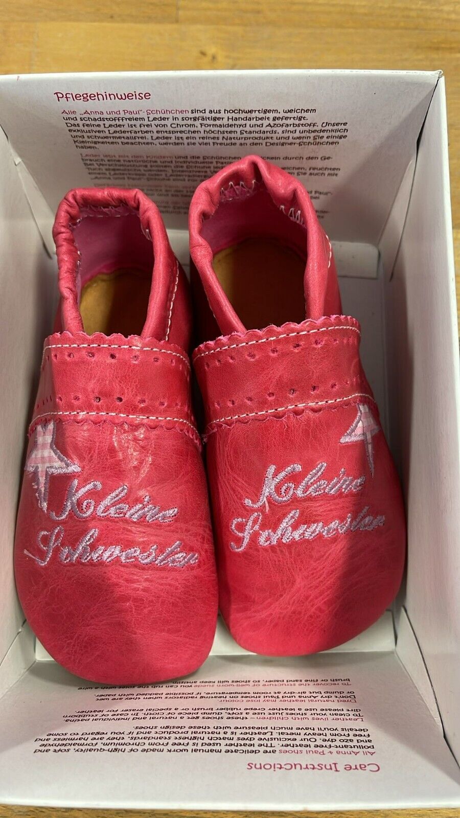Anna und Paul Krabbelschuhe Aus Leder - Kleine Scwester Pink L 22