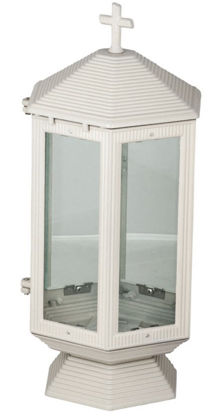 Grablaterne „Auralis Beige – Aluminium und Glas, 31,5 × 14 cm