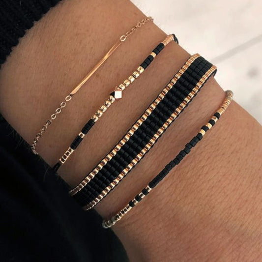 Armband Set Fine Black Rosegold