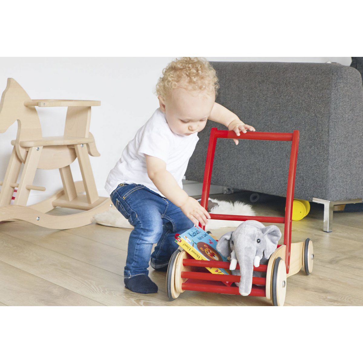 Lauflernwagen aus Holz 'Uli', rot