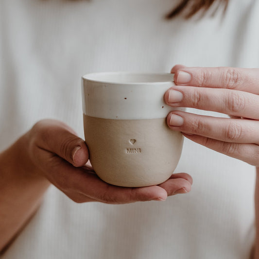 EULENSCHNITT Tasse Kaffeebecher Steingut Handmade