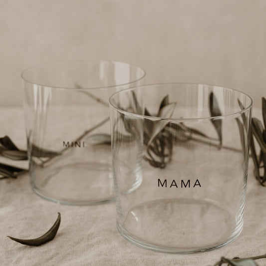 EULENSCHNITT Trinkglas 2er Set Papa und Kleines, schwarz Glas Wasserglas