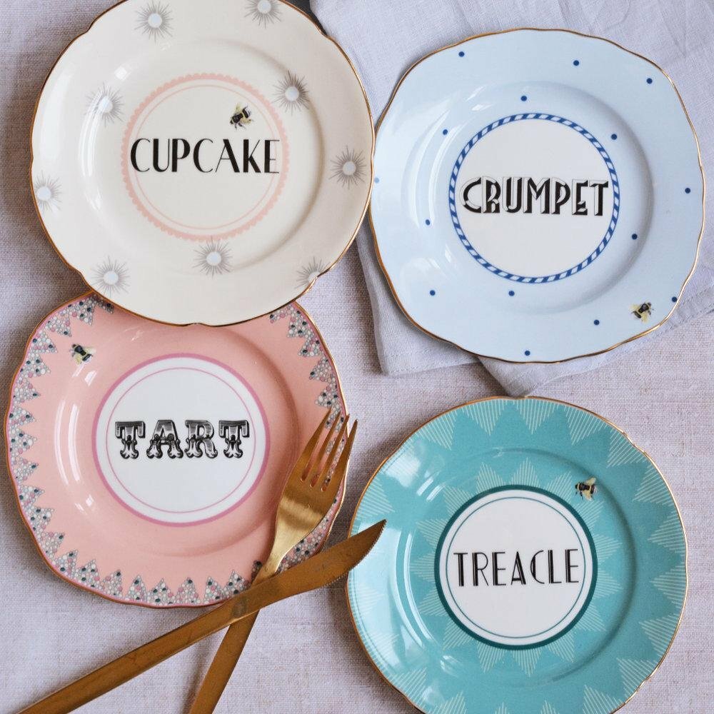 Porzellan Dessertteller Set 4 Teller 16 cm