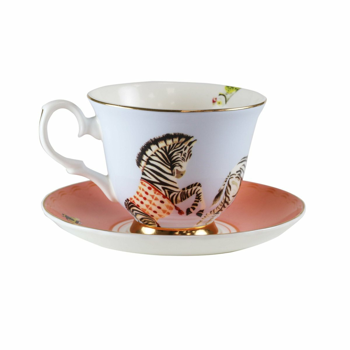 Teetasse mit Untertasse aus Porzellan, Karnaval Zebra