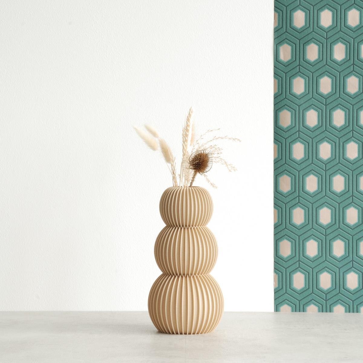 Vase FLAMINGO 22 cm Designvase Grün Vase für Trockenblumen