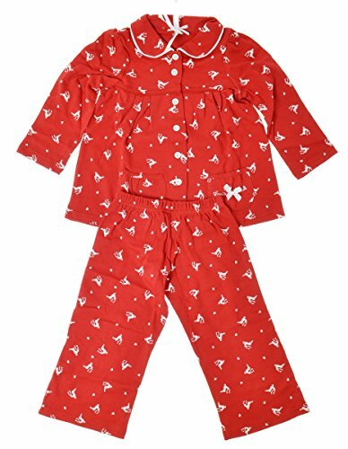 Louis &amp; Louisa Kinder Pyjama Schlafanzug mit Knopfleiste - Allover Hirschdruck in Rot (92-98)