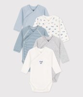 Petit Bateau 5er Set Lang&auml;rmelige Baby-Bodys aus Baumwolle, in der Gr&ouml;&szlig;e 1 Monat 54 cm f&uuml;r Neutral